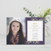 Foto van PhD Grage Greenery Paars Gold Afstuderen Kaart (Staand voorkant)