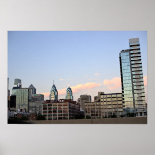 Foto van Philadelphia Silhouet bij Zonsondergang Poster