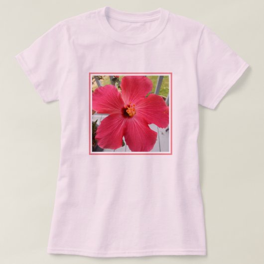 Foto van Pink Beauful Hibiscus Flower T-shirt (Design voorkant)