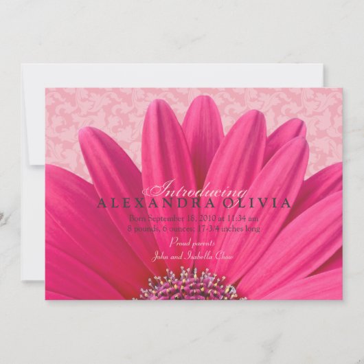 Foto van Pink Daisy Baby Girl Aankondiging van geb (Voorkant)