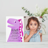 Foto van Pink Dinosaur Princess Birthday Kaart (Staand voorkant)