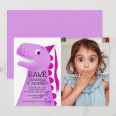 Foto van Pink Dinosaur Princess Birthday Kaart (Voorkant / Achterkant)