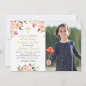 Foto van Pink Floral Girl First Kaart (Voorkant)