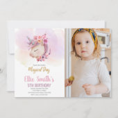 Foto van Pink Floral Unicorn Birthday Kaart (Voorkant)