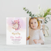 Foto van Pink Floral Unicorn Birthday Kaart (Staand voorkant)