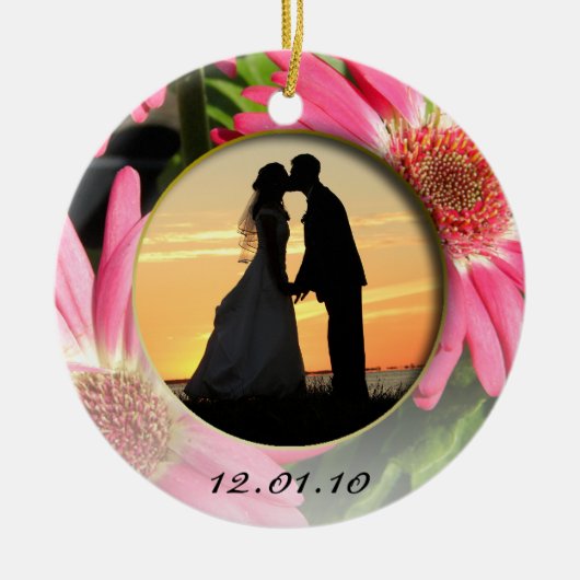 Foto van Pink Gerber Daisy Keramisch Ornament (Voorkant)