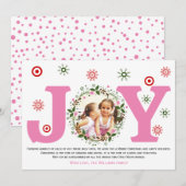 Foto van Pink Joy en kerst bloemenkrans Feestdagenkaart (Voorkant / Achterkant)