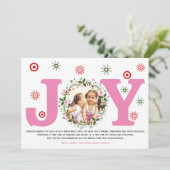 Foto van Pink Joy en kerst bloemenkrans Feestdagenkaart (Staand voorkant)