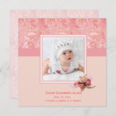 Foto van Pink Paisley Baby Aankondiging (Voorkant / Achterkant)