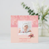 Foto van Pink Paisley Baby Aankondiging (Staand voorkant)