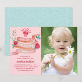 Foto van Pink Princess Girls 1st Birthday Kaart (Voorkant / Achterkant)