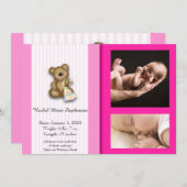 Foto van Pink Teddy Bear Aankondiging Baby (Voorkant / Achterkant)