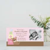 Foto van Pink Teddy Bear - Aankondiging van geboor (Staand voorkant)