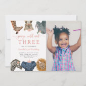 Foto van Pink Young Wild en Three Safari Birthday Kaart (Voorkant)