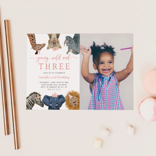 Foto van Pink Young Wild en Three Safari Birthday Kaart