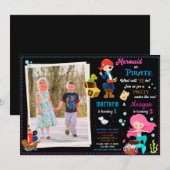 Foto van Pirate en Mermaid verjaardagsuitnodiging Kaart (Voorkant / Achterkant)