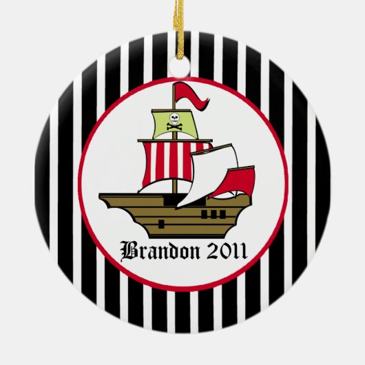 Foto van piratenschip keramisch ornament (Achterkant)