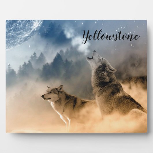 Foto van Plaque-Yellowstone Wolven Fotoplaat (Voorkant)