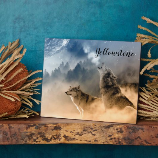 Foto van Plaque-Yellowstone Wolven Fotoplaat (Zijkant)