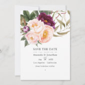 Foto van Plum and Peach Floral Wedding Save The Date (Voorkant)