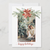 Foto van Poinsettia Evergreen Red Border 2 Kaart (Voorkant)