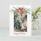Foto van Poinsettia Evergreen Red Border 2 Kaart (Staand voorkant)