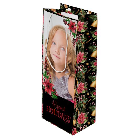 Foto van Poinsettia Family Wijn Cadeautas (Voorkant Gekanteld)