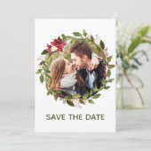 Foto van Poinsettia Greenery met kerstmis... Kaart (Staand voorkant)