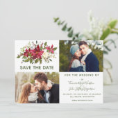 Foto van Poinsettia Greenery met kerstmis... Kaart (Staand voorkant)