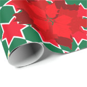Foto van Poinsettia Star-roodgroene kerstfamilie Cadeaupapier (Rol Hoek)