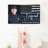 Foto van politie-aflossing op blauwe lijn spandoek (Insitu)