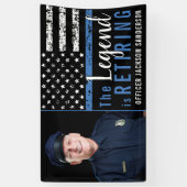 Foto van politie-aflossing op blauwe lijn spandoek (Verticaal)