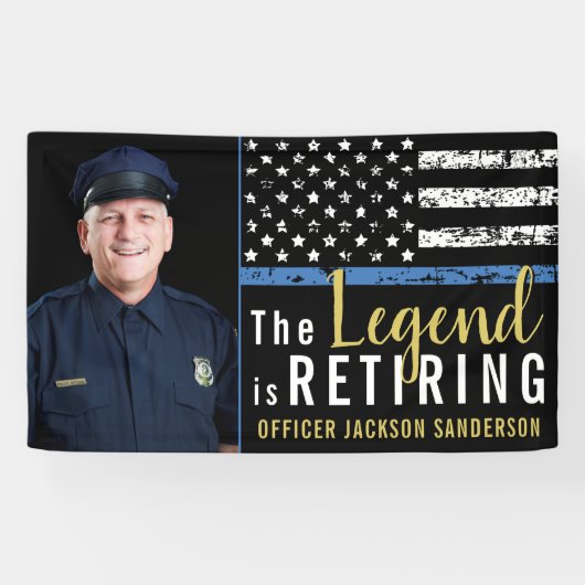 Foto van politie-aflossing op blauwe lijn spandoek (Horizontaal)