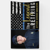 Foto van politie-aflossing op blauwe lijn spandoek (Verticaal)