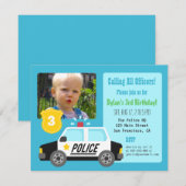 Foto van politie - auto - kinderen Birthday - part Kaart (Voorkant / Achterkant)