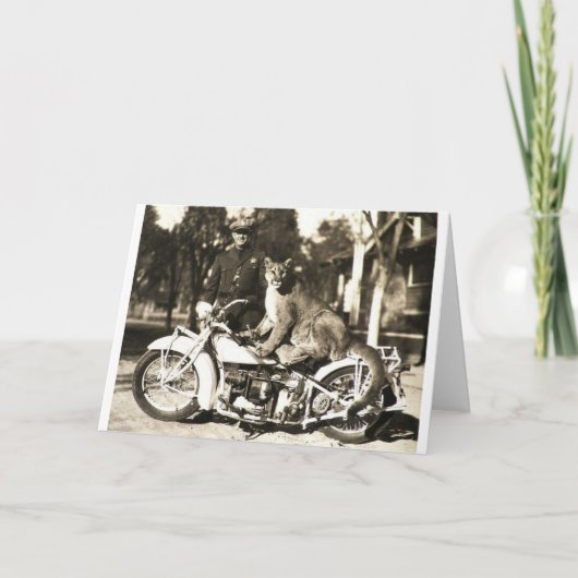  foto van politieagent op motorpoema kaart (Voorkant)