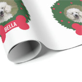 Foto van Poodle Kerstmis Wreath Dog, naam, jaar Cadeaupapier (Rol Hoek)