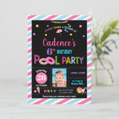 Foto van Pool Birthday Party Girl Kaart (Staand voorkant)