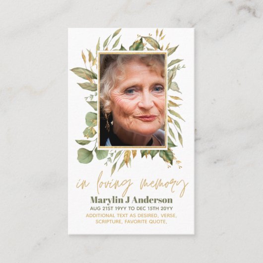 Foto van Prayer Kaarten Memorial Celebration of Li Visitekaartje (Voorkant)