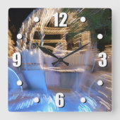 Foto van prinses sparkly gold & blue sprookjesbus vierkante klok (Voorkant)