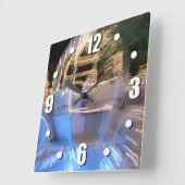 Foto van prinses sparkly gold & blue sprookjesbus vierkante klok (Hoek)