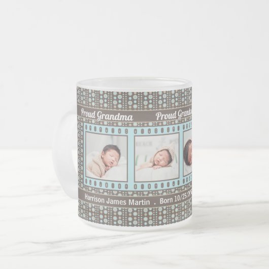 Foto van Proud Grandma Aqua en Brown 4 Matglas Koffiemok (Voorkant links)