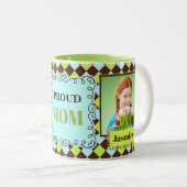Foto van Proud MOM Green en Brown 2 Tweekleurige Koffiemok (Voorkant rechts)