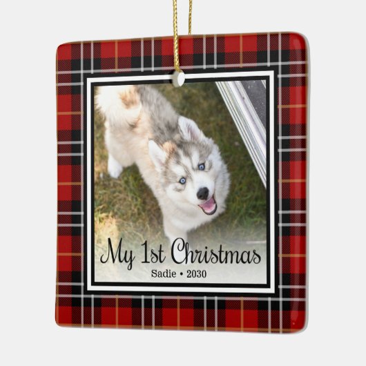 Foto van Puppy's 1 kerstfeest 2 Keramisch Ornament (Links)