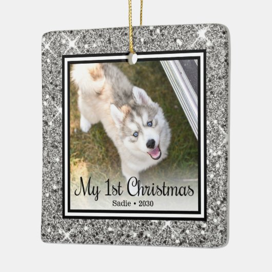 Foto van Puppy's 1 kerstfeest 2 Keramisch Ornament (Links)
