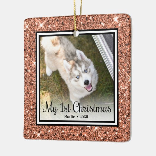 Foto van Puppy's 1 kerstfeest 2 Keramisch Ornament (Links)