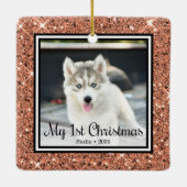 Foto van Puppy's 1 kerstfeest 2 Keramisch Ornament (Achterkant)