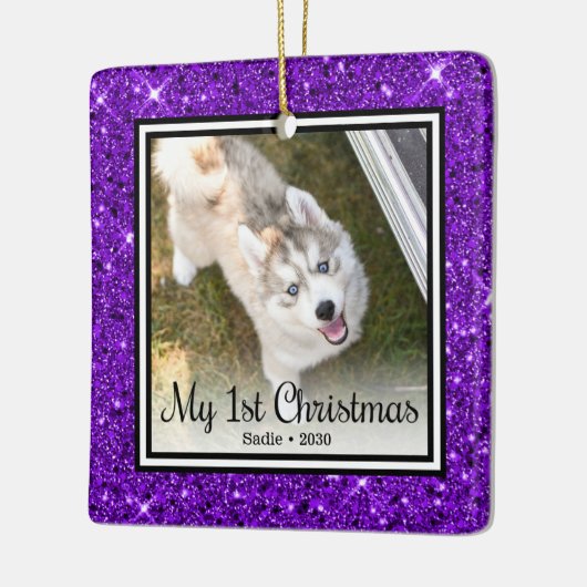 Foto van Puppy's 1 kerstfeest 2 Keramisch Ornament (Links)