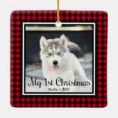 Foto van Puppy's 1 kerstfeest 2 Keramisch Ornament (Achterkant)