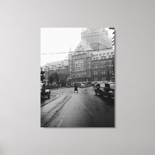 Foto van Quebec Canada Castle Cars Street 1930 Canvas Afdruk (Voorkant)